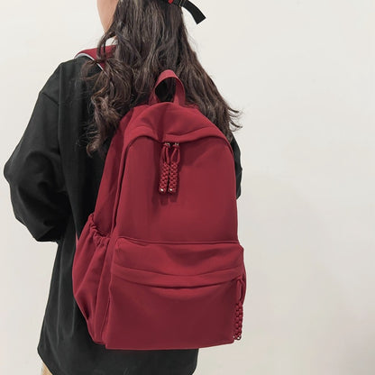 Solid color backpack student large capacity school bag