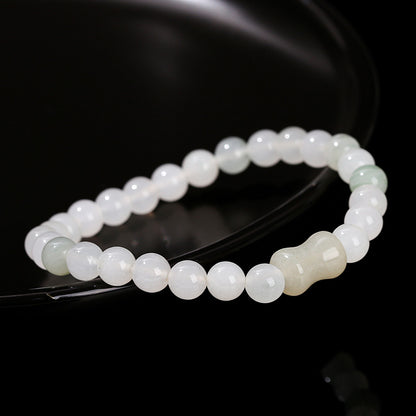 Natural Ice Jade Round Bead She Taicui Bamboo Bead Bracelet