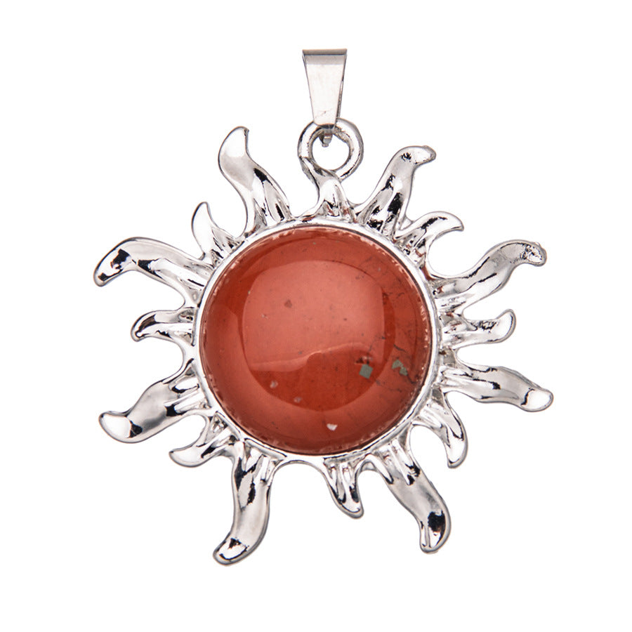 Sunflower alloy round ring inlaid crystal pendant