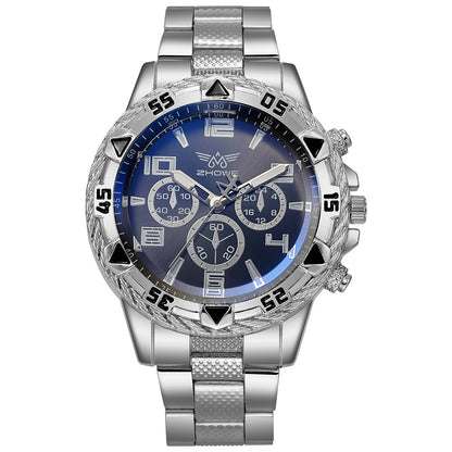 Fake Three-Eye Steel Band Men's Watch