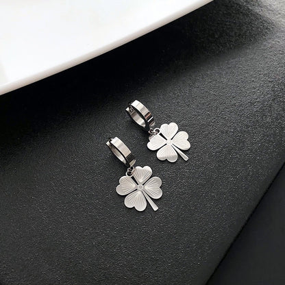 Chic Clover Pendant Titanium Steel Earrings New Ins Jewelry