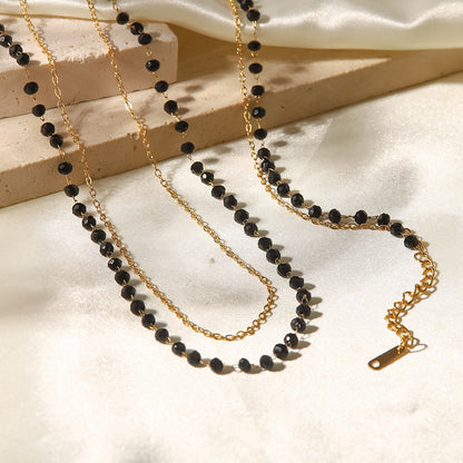 Black glass slice bead necklace