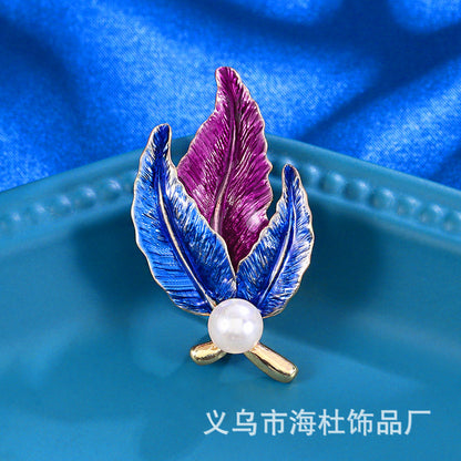 Leaf Plant Flower Oil Drop Brooch