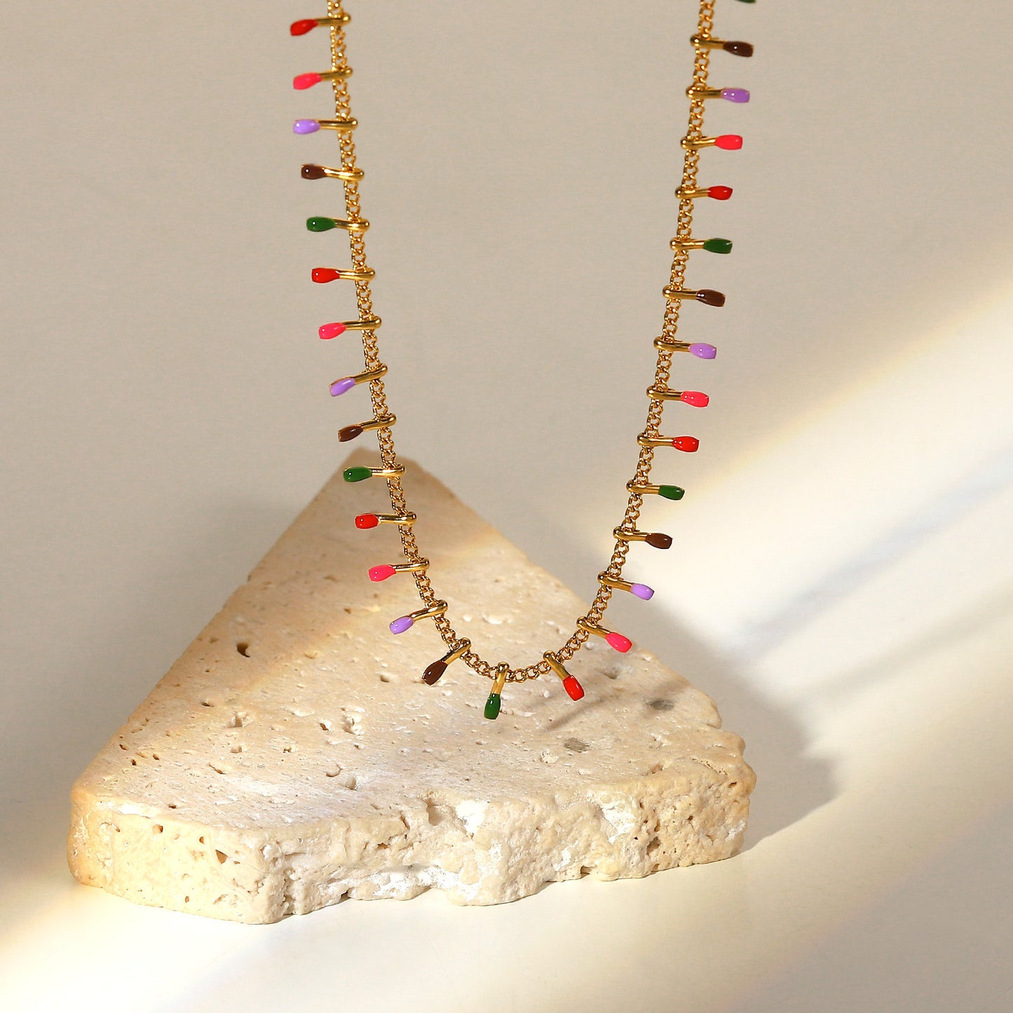 Colorful oil drip tassel necklace