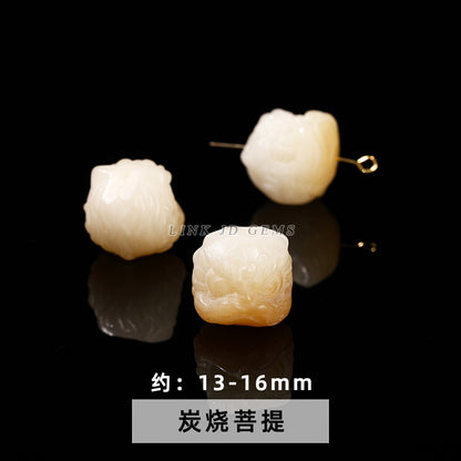 White Jade Bodhi Cat Claw Through Hole Loose Beads