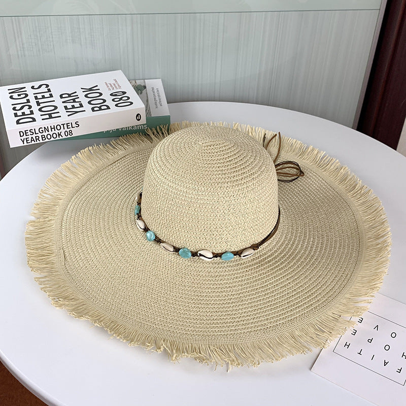 Sombrero de paja de ala ancha con protección UV para el verano Nuevo sombrero para el sol 