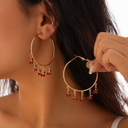 Short C-shaped Cherry Earrings