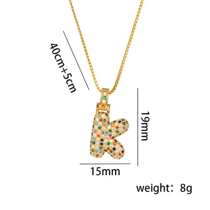 Colorful Zircon Letter Pendant Necklace for Amazon