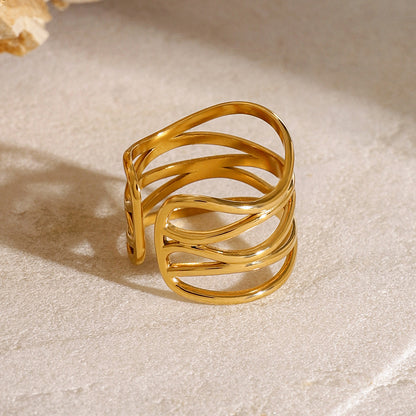 Stainless steel ring 18k gold plated