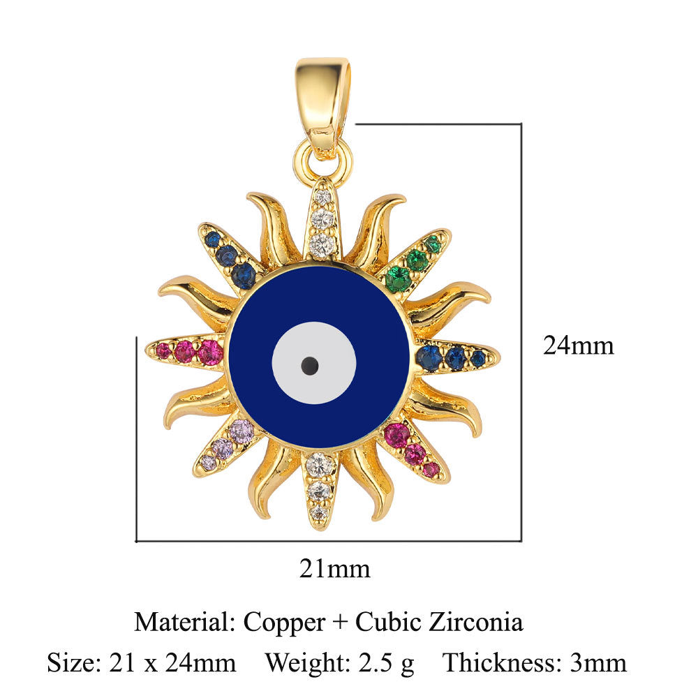 Eyes Crescent Sun Copper Zircon Pendant