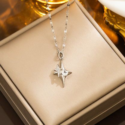 Star Cross Pendant Necklace, Minimalist Hip-Hop Style for Men