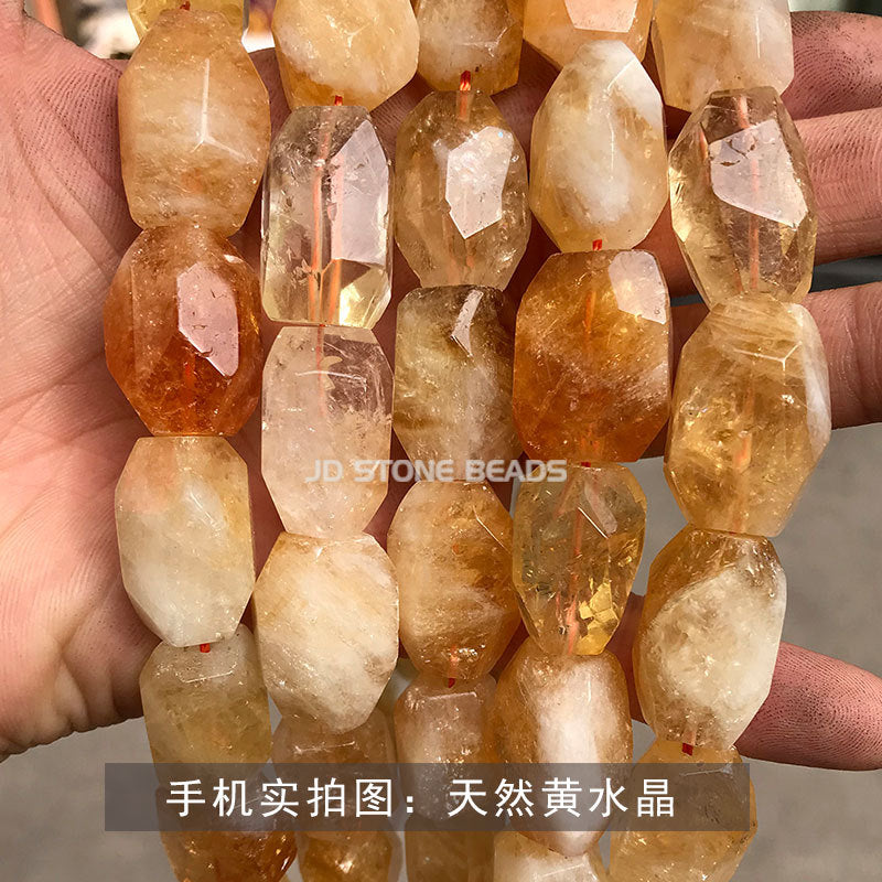 15 * 20Mm crystal rough stone cut face straight hole with shape DIY