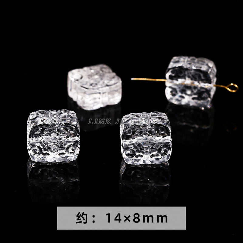 Natural white crystal jewelry accessories loose bead engraving