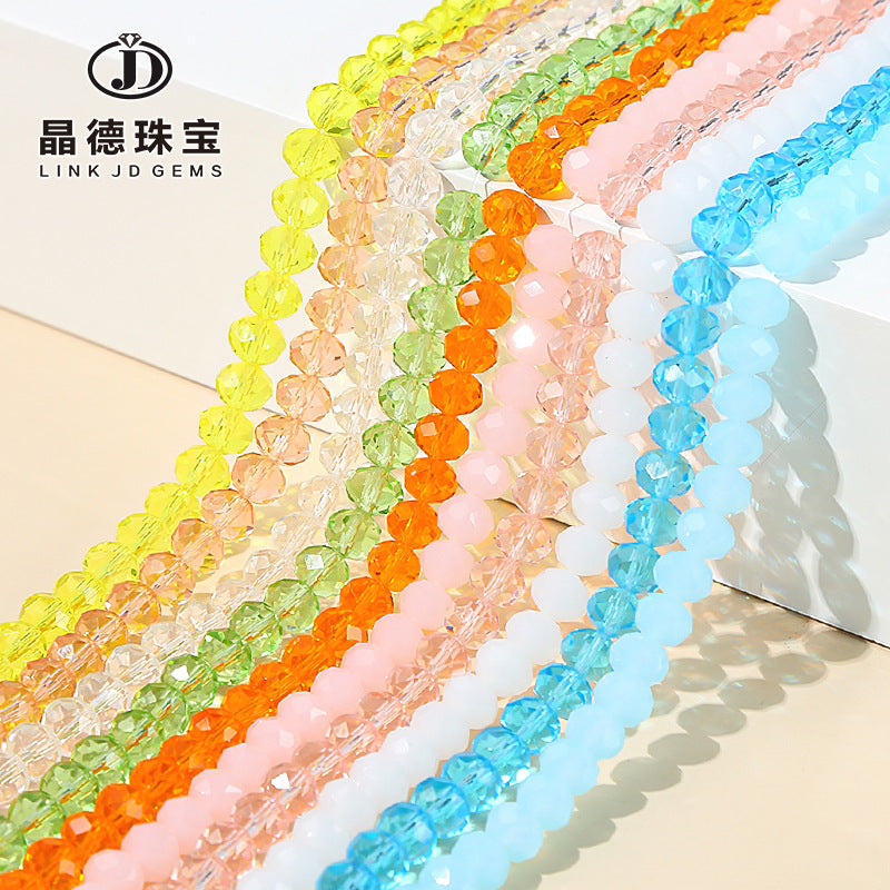 Perlas planas de cristal de colores, perlas sueltas 