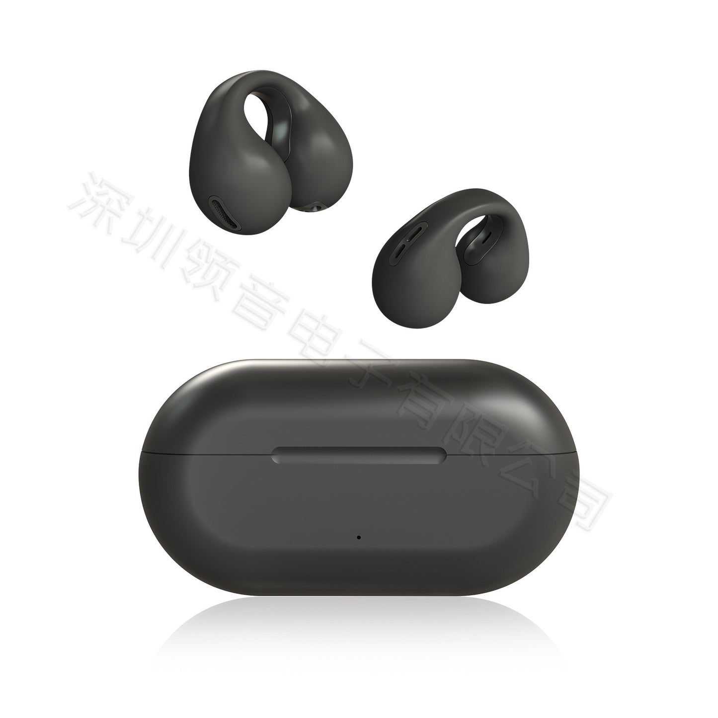 Black-White Clip-On Bone Conduction Sport Sweatproof TWS Earbuds