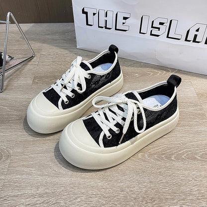 Women's mesh lace rounded sneakers