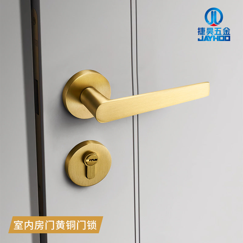 Door handle gold brass door lock