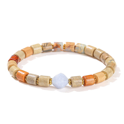 Natural Shoushan stone round tube bracelet.