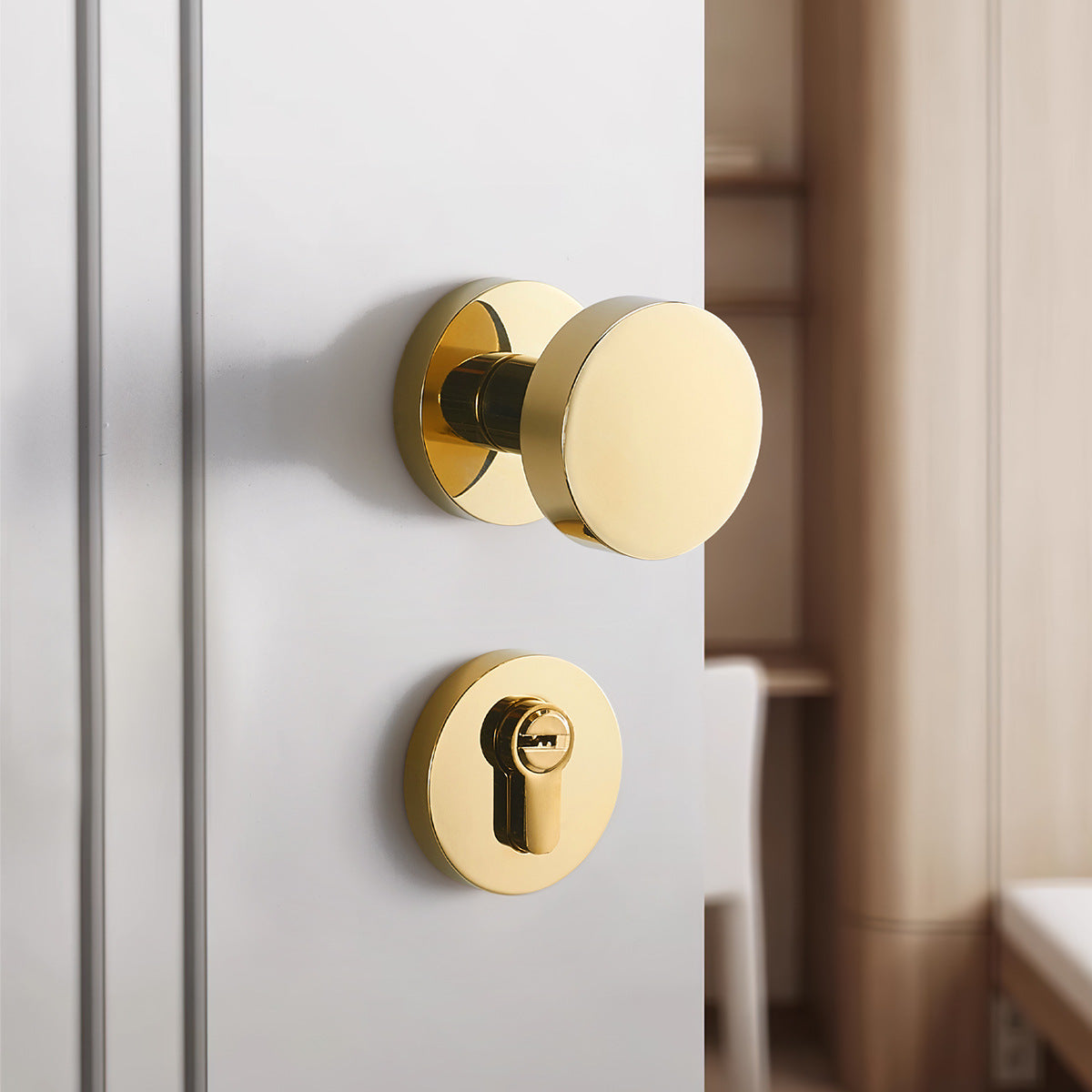 Brass double door handle round