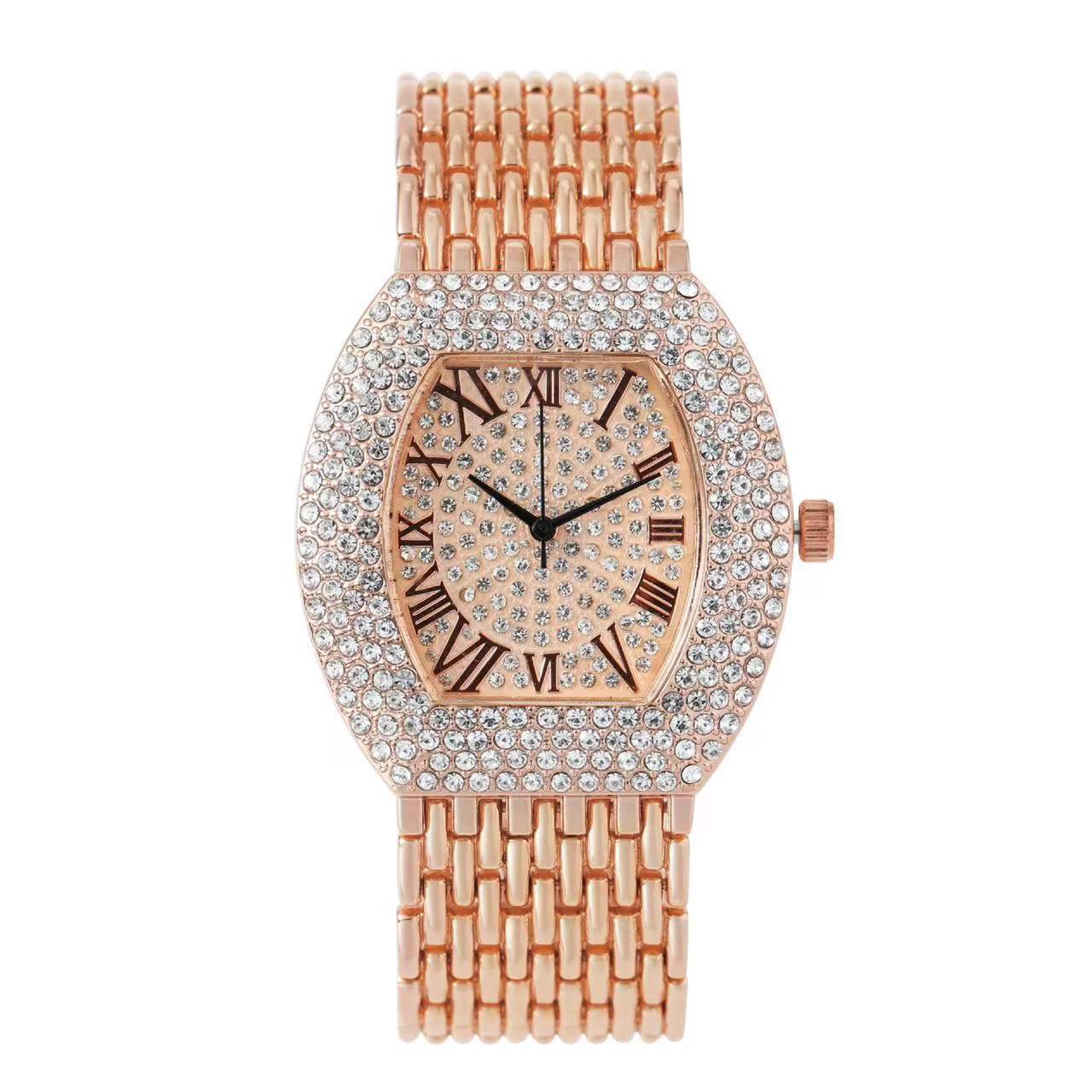 Steel Belt Diamond Barrel Ladies Watch