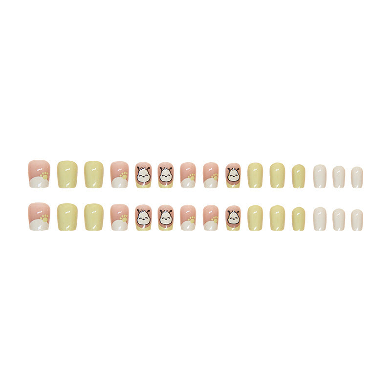 Spring Cute Dog Mustard Green Wearable Nail Stickers