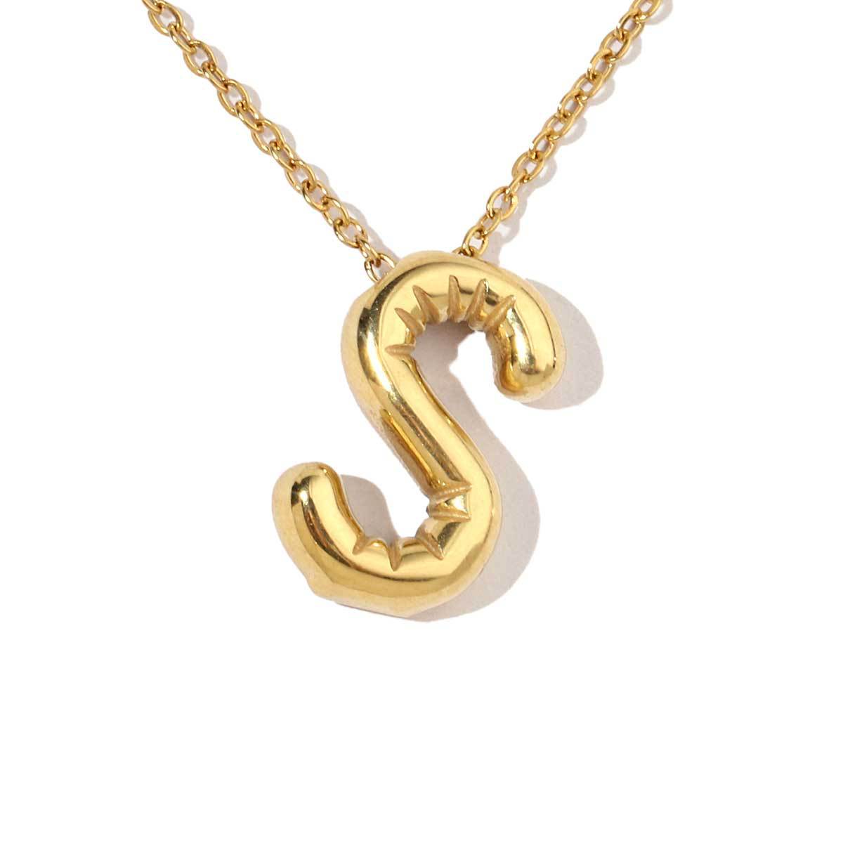 18k real gold titanium steel bubble letter pendant