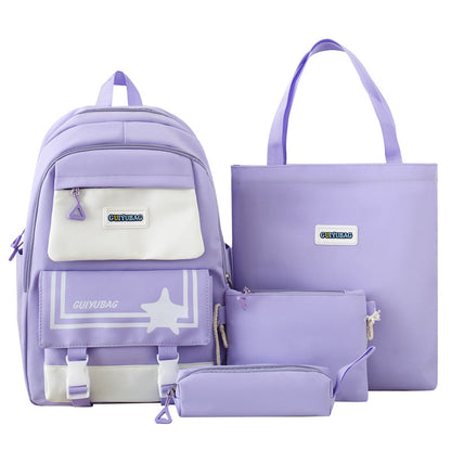 4-piece student school bag cute style backpack