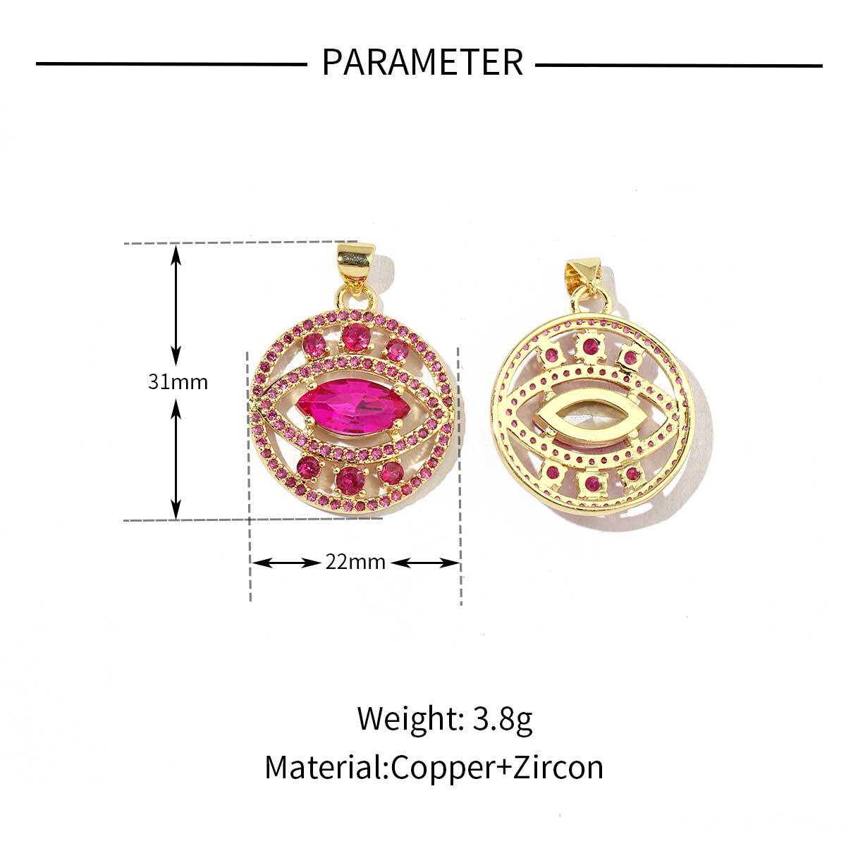 MOM eye 18K real gold copper zircon pendant.