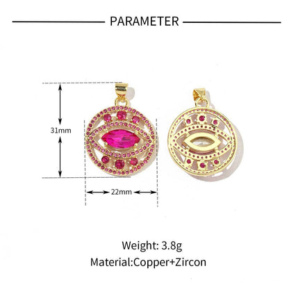 MOM eye 18K real gold copper zircon pendant.