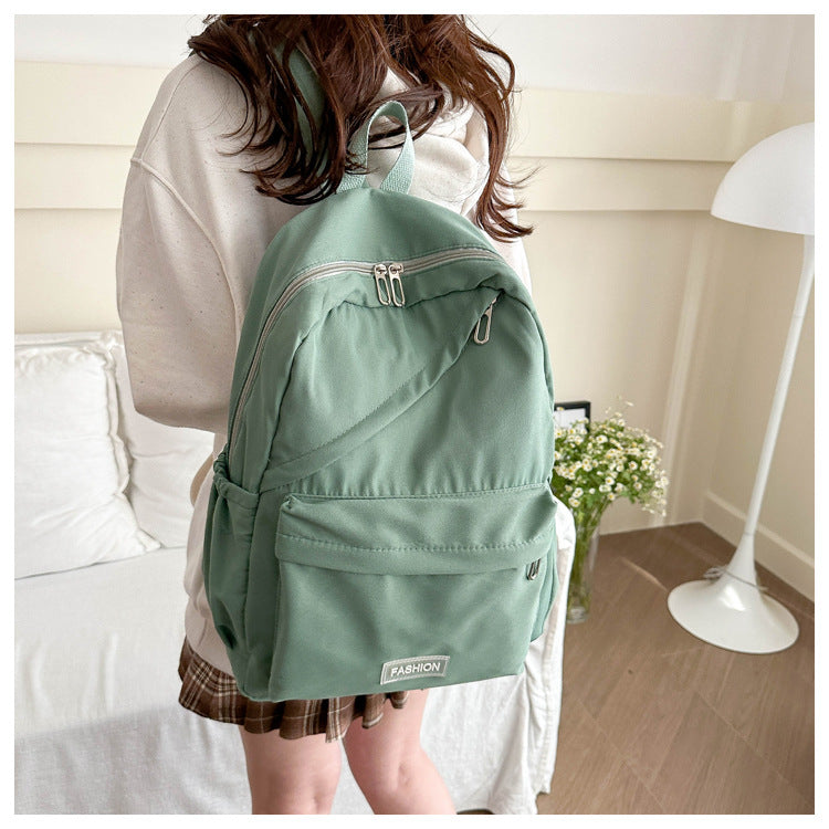 Korean version solid color schoolbag backpack