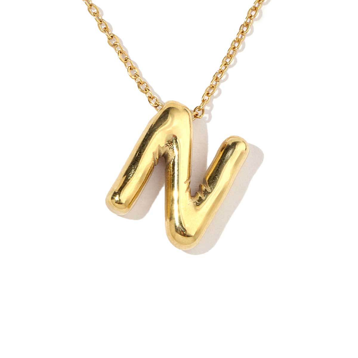 18k real gold titanium steel bubble letter pendant