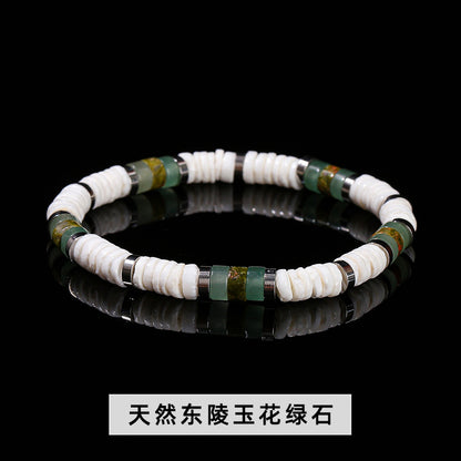 Pulsera de cuentas de concha blanca natural 