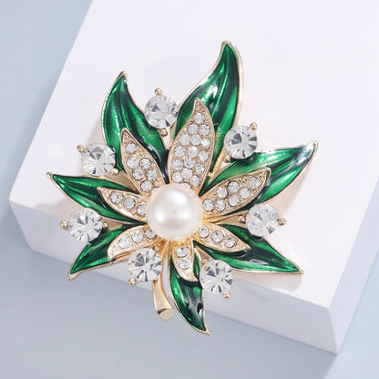 Green Maple Leaf Flower Brooch