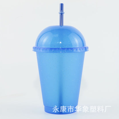 PP large hole milk tea cup glitter plastic cup 16oz