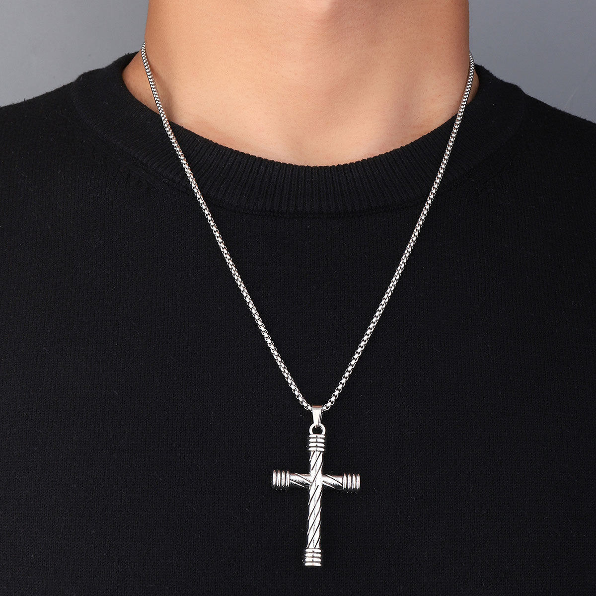 Cross titanium steel men's pendant necklace ins