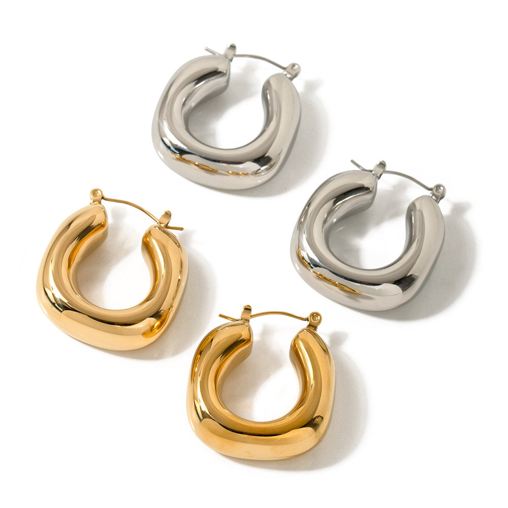 Double layer twist oval earrings