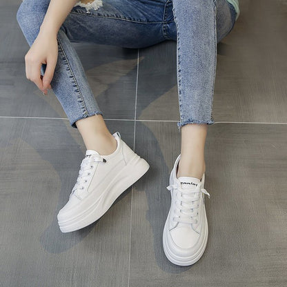 Thick-soled casual muffin little white shoes