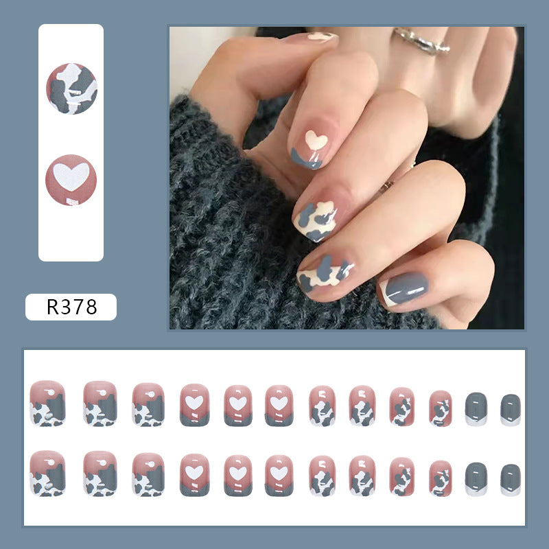 Wearable Blush Short Removable Nail Stickers