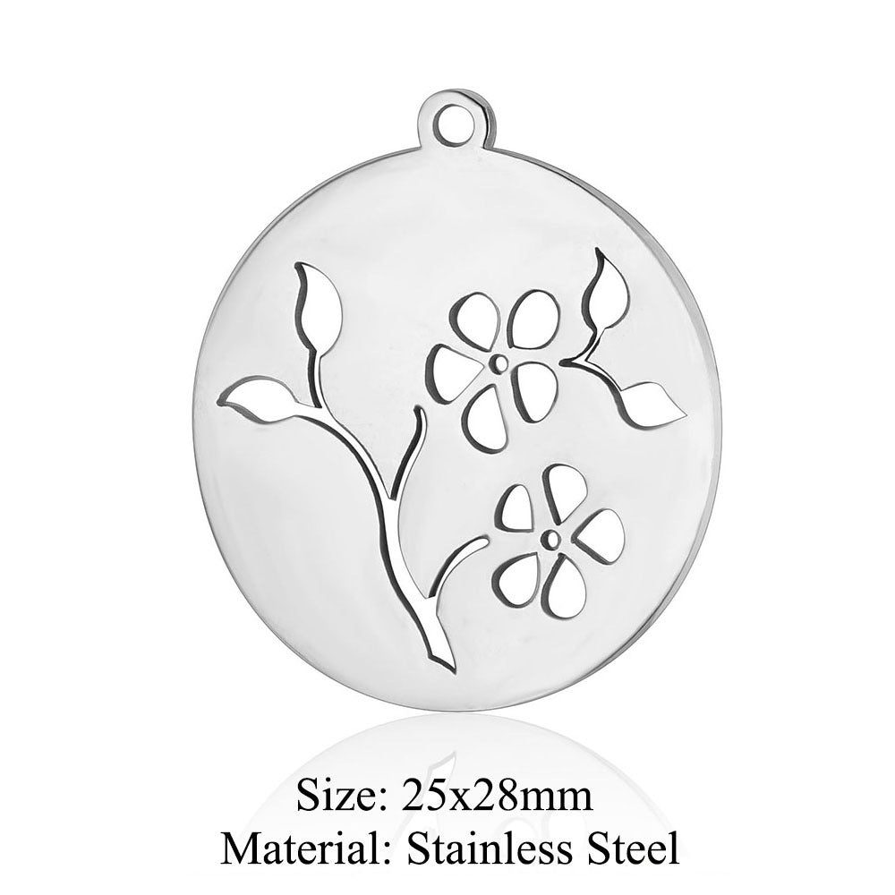 5 pcs/bag leaf branch titanium steel pendant