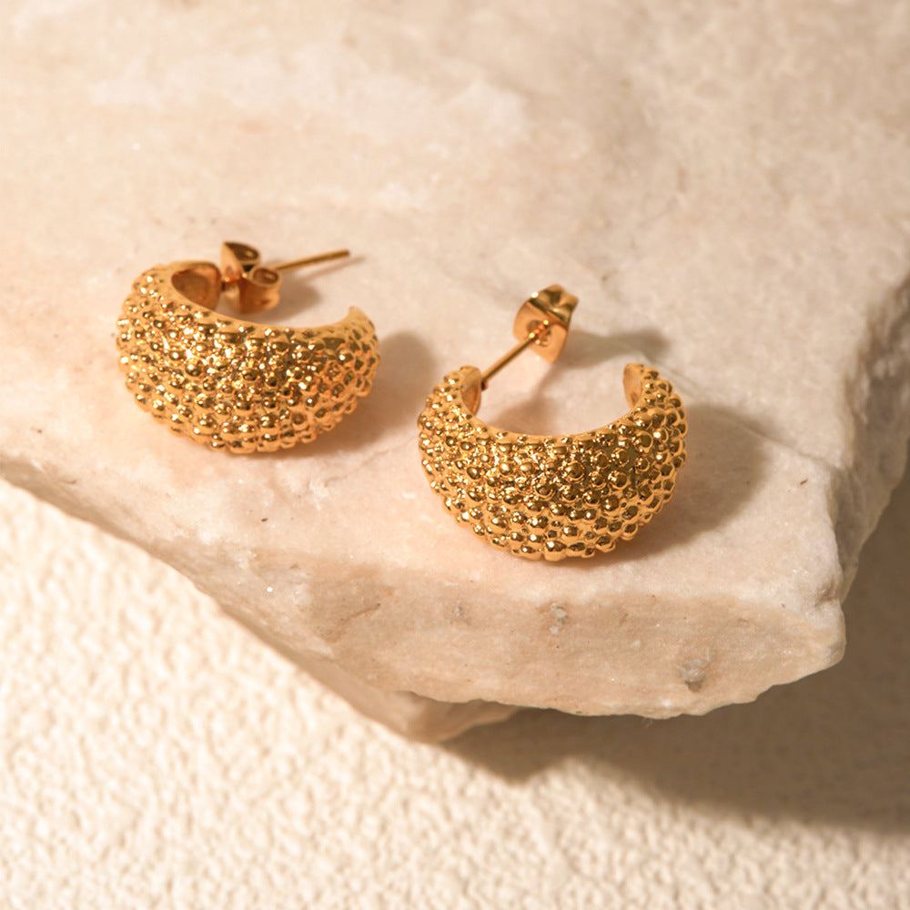 Textured C-Shaped Earrings