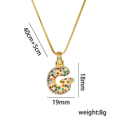 Colorful Zircon Letter Pendant Necklace for Amazon