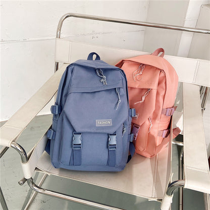 Solid color backpack Oxford cloth school bag