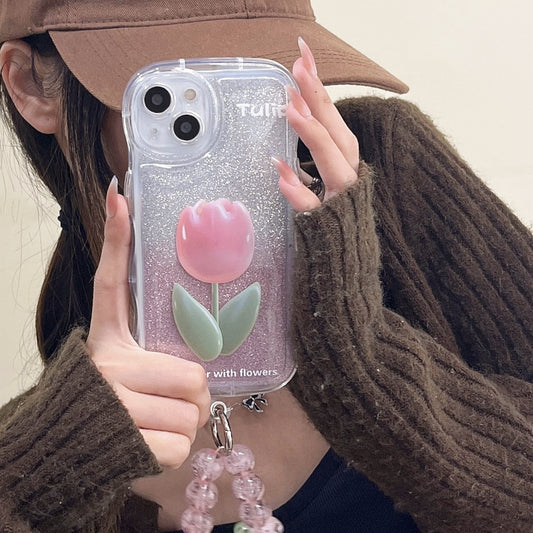 Apple 14 Pro Bubble Tulip Glitter iPhone X Pink Bead