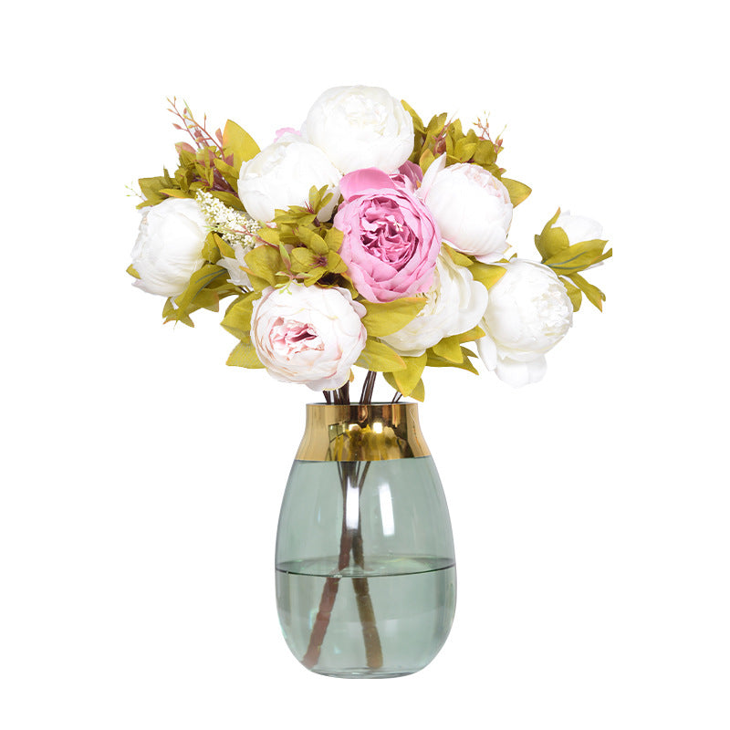 13 European style core-wrapped peony bouquet artificial flowers