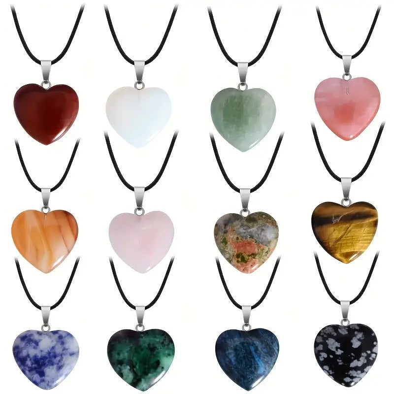 Natural stone peach heart shaped crystal agate pendant