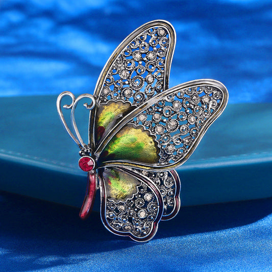 Drip Rhinestone Butterfly Brooch