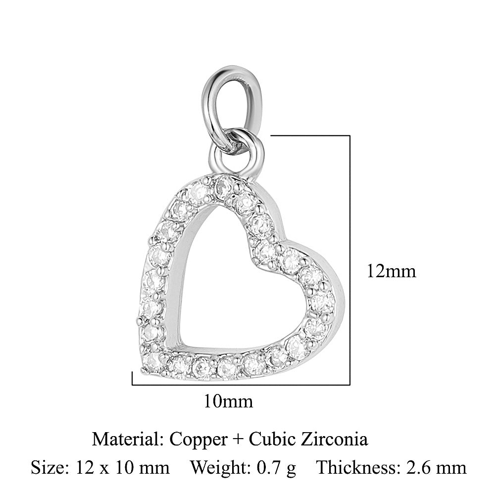 Peach heart lock key copper zircon pendant