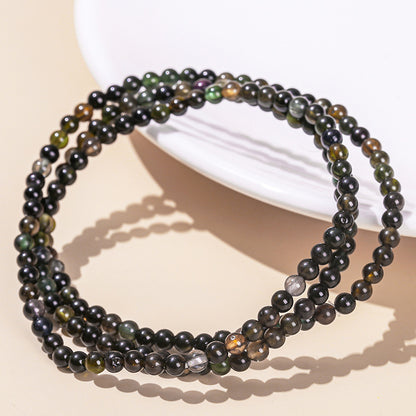 Natural Black Beauty Tourmaline Multi-Circle Bracelet