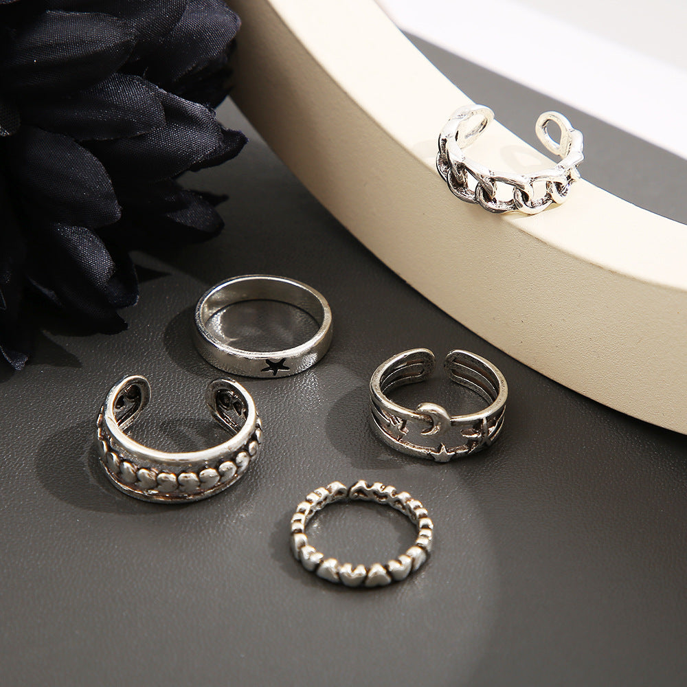 Five-pointed star ring set