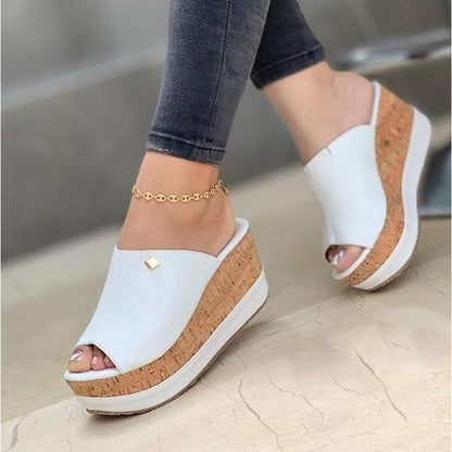 Fashion fish mouth muffin sole Roman shoes